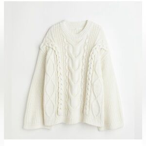 H&M Chunky White Cable Knit Sweater- Small